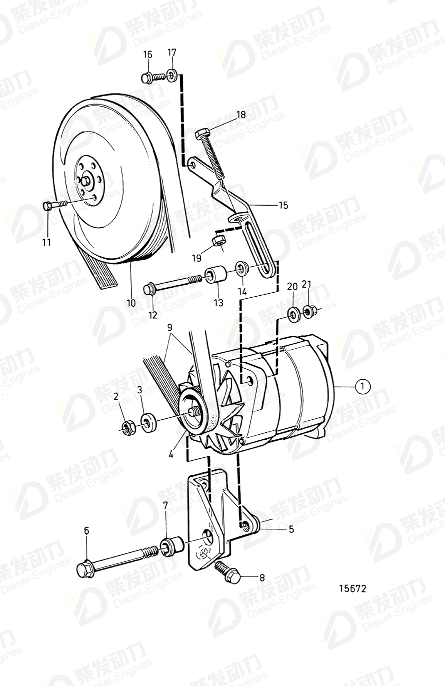 VOLVO Alternator, exch 3803394 Drawing